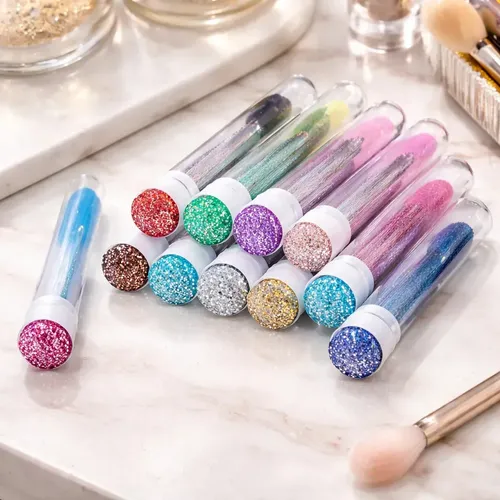 10 Gupillones Cepillos Pestañas Cejas Tube Diamond Glitter