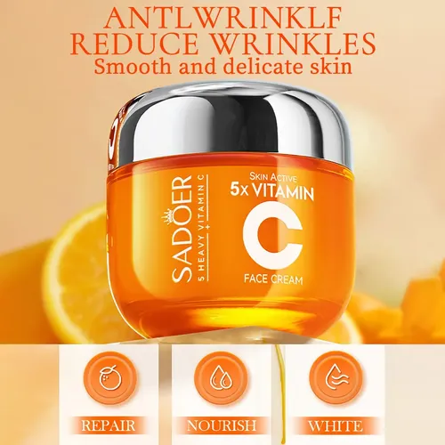 Crema Facial Sadoer Vitamina 5x Iluminadora Blanqueadora Momento De Aplicación Día/noche Tipo De Piel Mixta