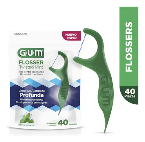Hilo Dental Con Mango Gum Flosser Twisted Mint 40 Unidades