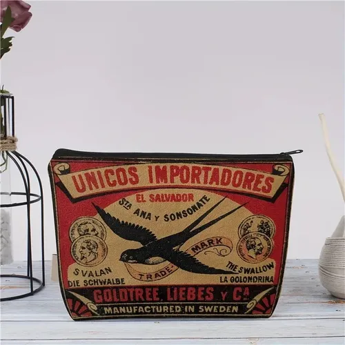 Vintage Floral Mahjong Makeup Bag Zippered Travel Pouch