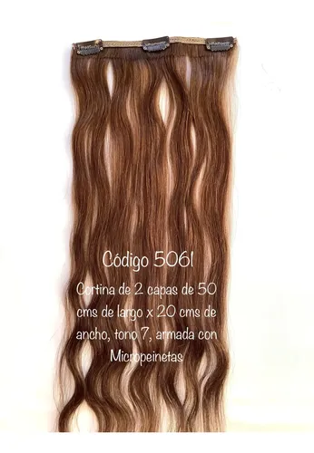 2 Capa Cortina Cabello Natural De 50 Cms X 20 Ancho Premiun