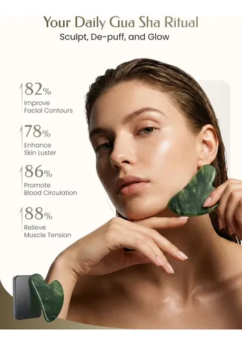 Masajeador Facial Topold Jade Gua Sha, Color Verde