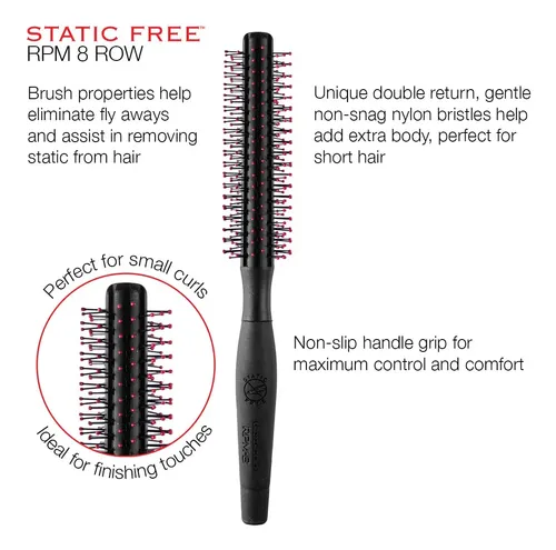 Cepillo De Pelo Cricket Free Static Rpm 8 Hileras Redondas