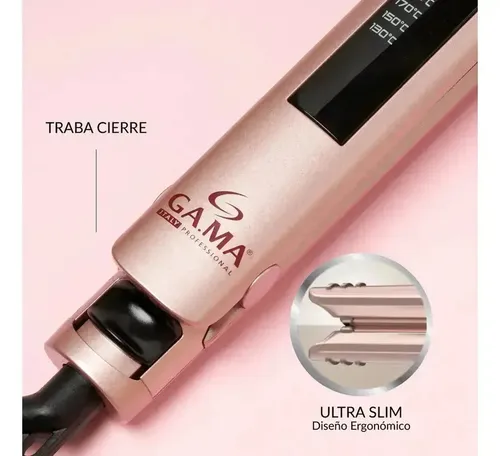 Planchita De Pelo Ga.ma Elegance Keration Led con Regulador de Temperatura Color Dorado