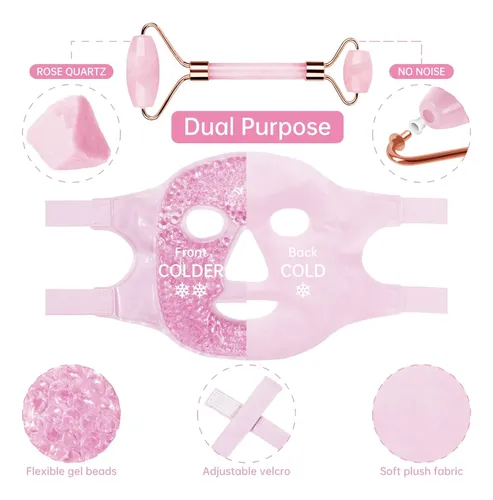 Set Rodillo Jade Y Mascarilla Fría Facial Antiedad