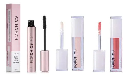 Set Forchics: Brillo Labial Voluminizador con Ácido Hialurónico y Rímel Negro de Larga Duración