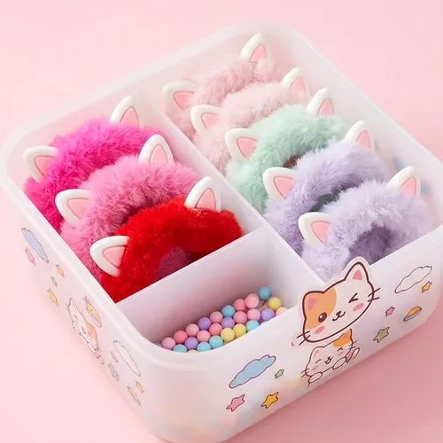 Pack X12 Colitas De Pelo Peluche Orejitas Colores Surtidos