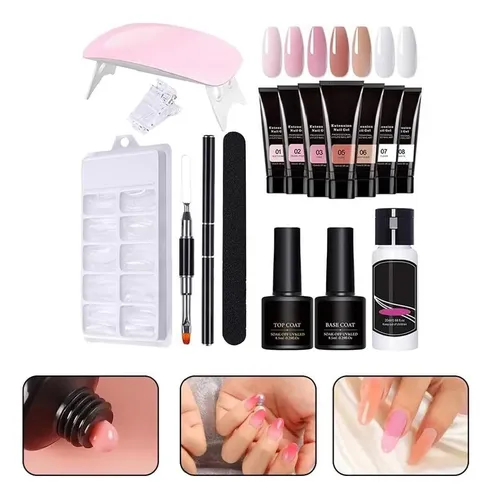 Juego De Gel De Extensión De Uñas Con Lámpara Uv