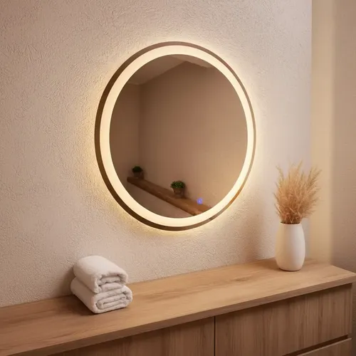 Espejo Redondo Lumens 50cm Luz Led Táctil Fría Cálida Neutr