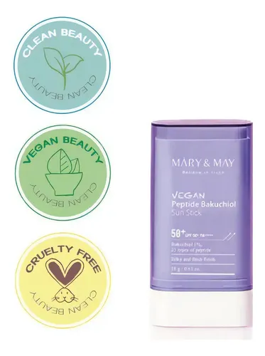 Protector Solar Facial Mary&May Vegan Peptide Bakuchiol Sun Stick SPF50+ PA++++ En Barra Vegano Antiage con toque Seco apto Piel Grasa Mixta Facil Reaplicar Coreano Kbeauty