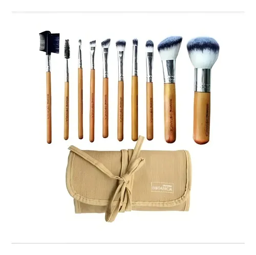 Brochas Maquillaje Sintéticas Mineral Botánica Set 10 Piezas Marrón