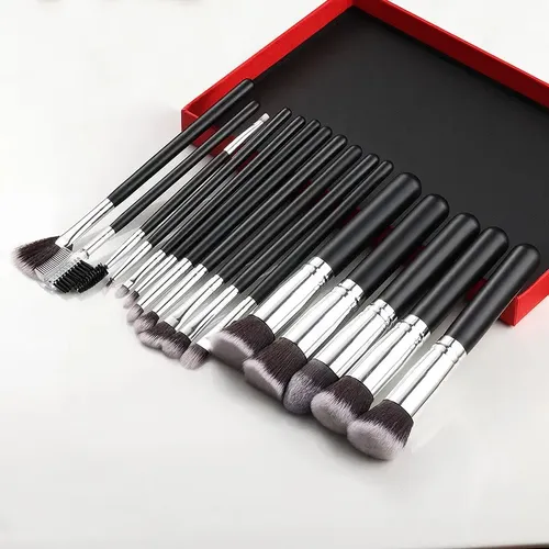 Kit 16 Brochas De Maquillaje, 5 Grandes Y 11 Pequeñas