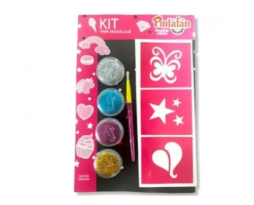 Set Maquillaje Pintura Infantil + Stencil + Esponja Pintafan