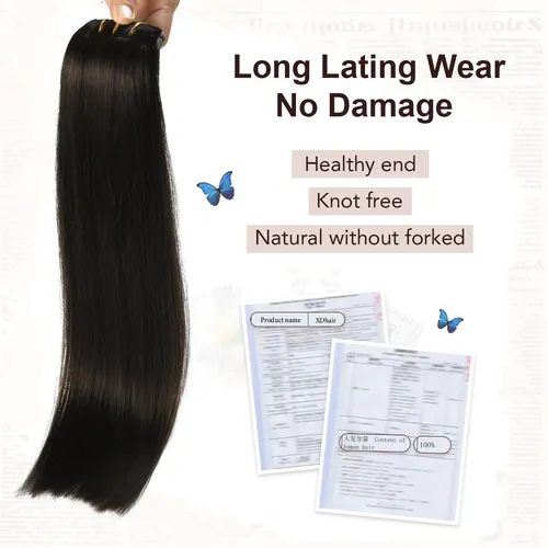 Extensiones De Cabello Natural 50cm 6pcs, Negro