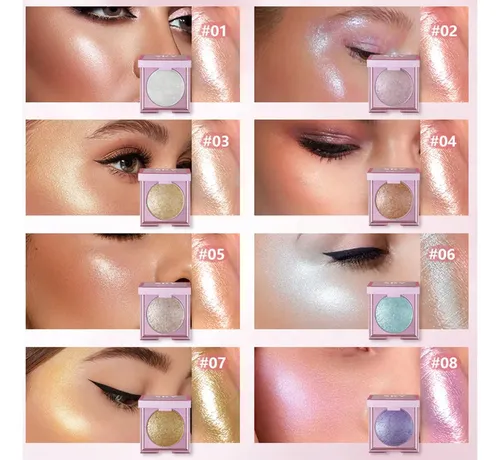 Paleta De Iluminador Facial Maepeor 8 Colores Brillo Oro