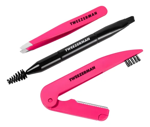 Kit Brow Rescue Tweezerman Rosa Y Negro Con Minipinza Inclin
