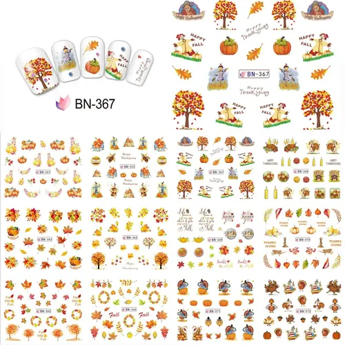 Adhesivos Para Uñas Bfy Thanksgiving Fall Water Transfer, 12