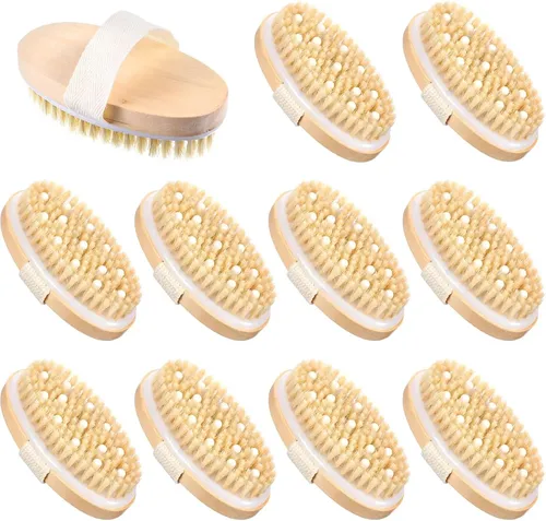 Set 10 Cepillos Exfoliantes Cuerpo Cerdas Naturales Masaje