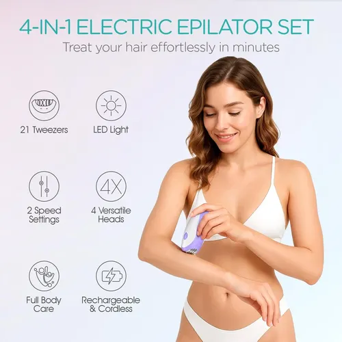 Depiladora Eléctrica 4 En 1 Hr310 Inalámbrica Mujer Morado