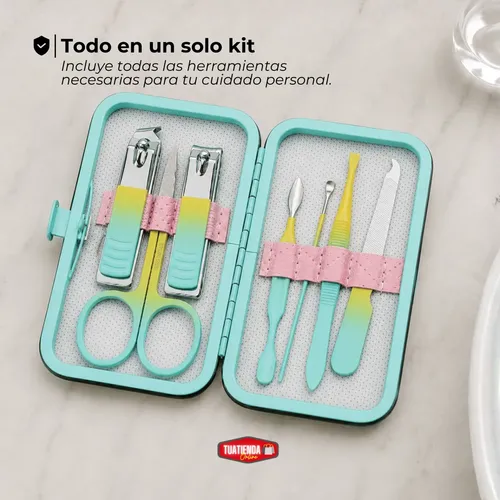 Set De Manicura Pedicura Estuche De 7 Piezas Alicate Tijera