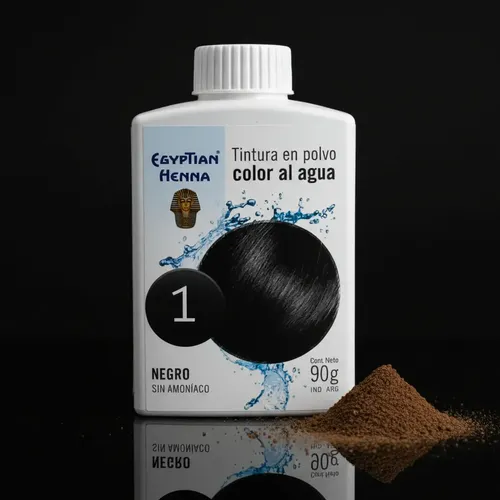 Henna Egyptian Tintura En Polvo Al Agua Sin Amoniaco X 90gr 1 Negro