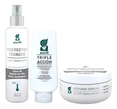 Aurill Triple Accion Mascara + Prot Térmico + Sin Enjuague
