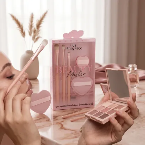 Set De 3 Brochas Mas Esponjas Puff Para Maquillaje Ruby Face
