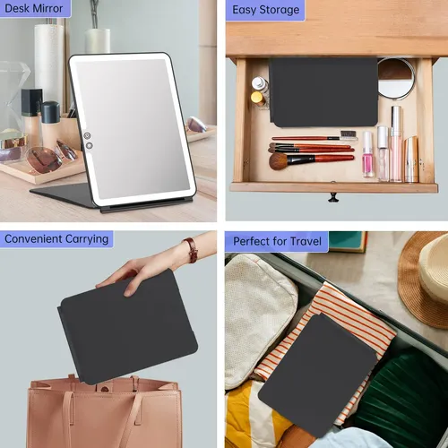 Espejo De Maquillaje Funtouch Portátil Con Luz 10×7.5 Negro