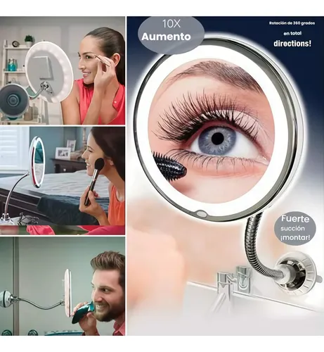 Espejo Led De Maquillaje Con Aumento De 10 Aumentos Y Rotaci