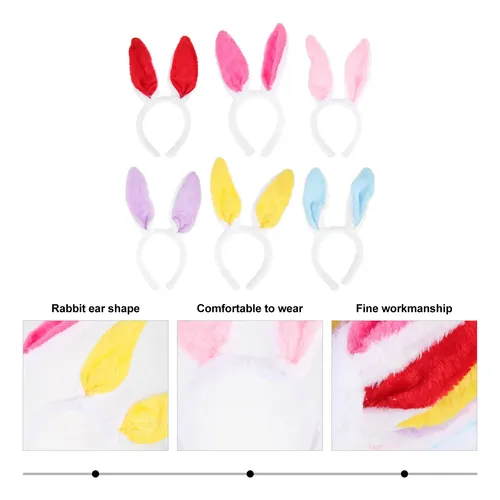 6 Unidades De Hebillas De Pelo Con Forma De Orejas De Conejo
