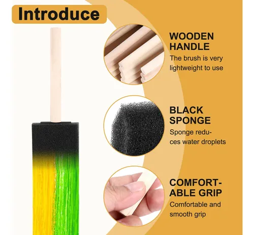 Juego De 40 Brochas Con Esponja De Espuma Y Mango De Madera