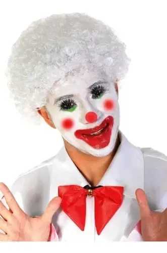 Peluca Afro payaso rulos cotillón fiesta color blanco Manzana Cotillon