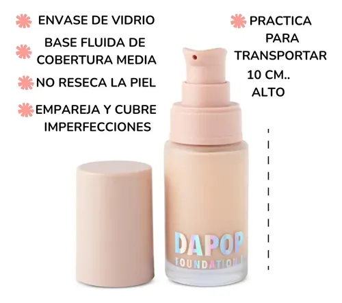Nueva Base Líquida Dapop Foundation 1- 6 Tonos- 30 Ml Mate