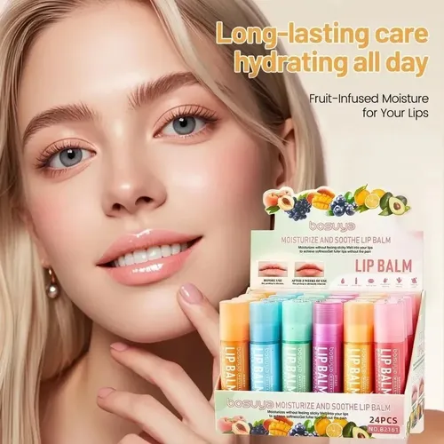 Pack 24 Bálsamos Labiales Frutales Hidratantes Lip Balm