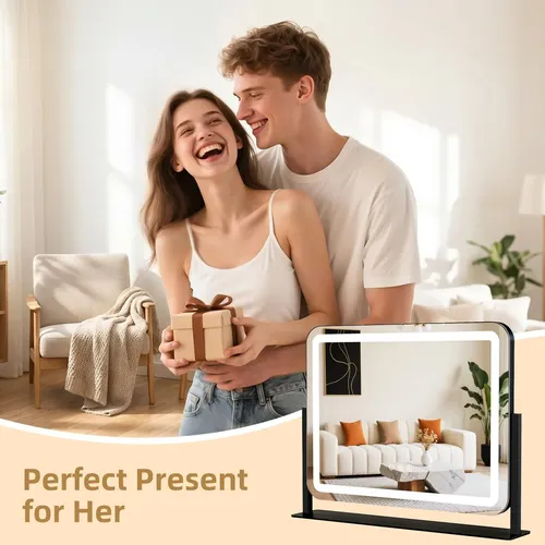 Espejo De Tocador Gioeda 55x43cm Con Aumento 10x Y Luz Led
