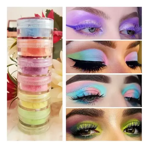 Set 6 Sombras Pigmentos Polvo Maquillaje Ojos Tonos Pasteles