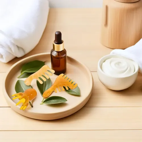 3pcs Peines Gua Sha De Resina Ámbar Para Masaje Meridiano