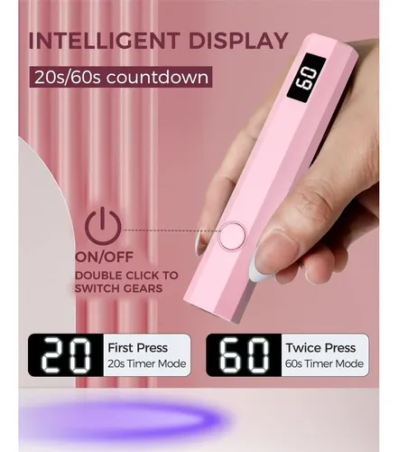 Luz Uv Portátil Para Uñas Mlogiroa Rosa 3w Con