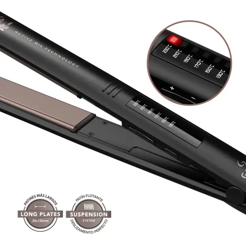 Planchita De Pelo Ga.ma Italy Elegance Essentian Oils Chia Led Negra