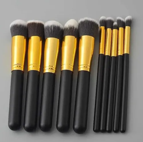 Set X10 Brocha Kabuki Para Maquillaje Makeup Profesional