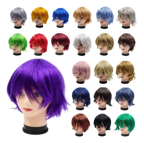 Peluca Corta Para Cosplay De Anime Varios Colores