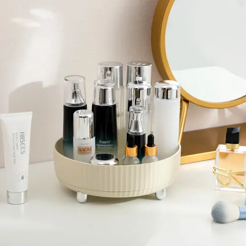 Organizador Giratorio 360 Para Maquillaje Y Perfume Beige