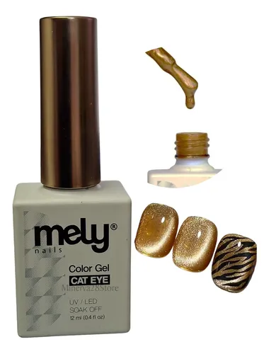 Esmalte Ojo De Gato Color Dorado Marca Mely Profesional