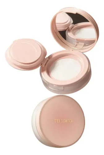 Polvo Fijador Traslúcido Tei Cosmética Con Espejo Y Esponja Sin Color