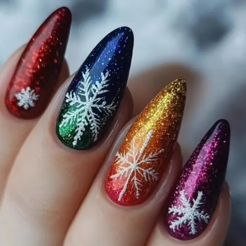 Uñas Press On Nails Veluna Reutilizables Diseños Variados Color Snowflake Glow