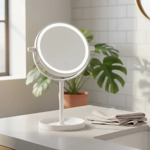 Espejo Maquillaje Aro Luz Led Personal Giratorio Base Mesa