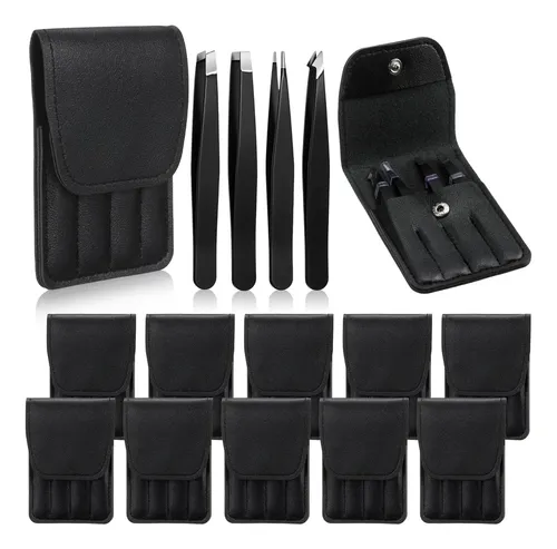 Juego De 12 Pinzas Para Cejas Lasnten Modelo 4 En 1 Negro