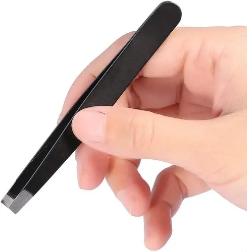 Juego De 2 Pinzas Para Cejas De Acero Inoxidable Negro