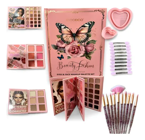 Kit De Maquillaje Profesional Libro Sombras+brocha+limpiador