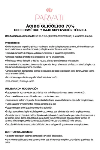 Acido Glicolico 70% 15 Grs